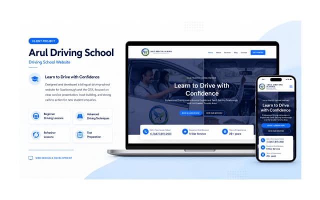 Arul Driving School website screenshot